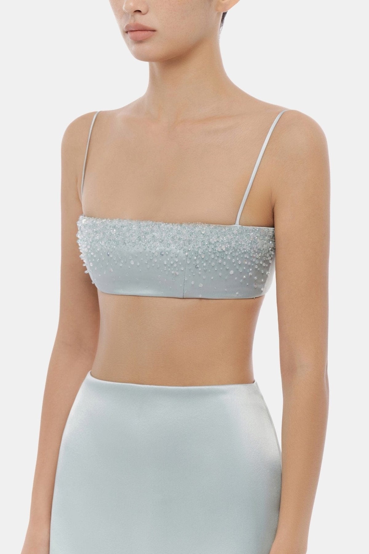 Blue Crystal Beaded Silk Bandeau by Montsand