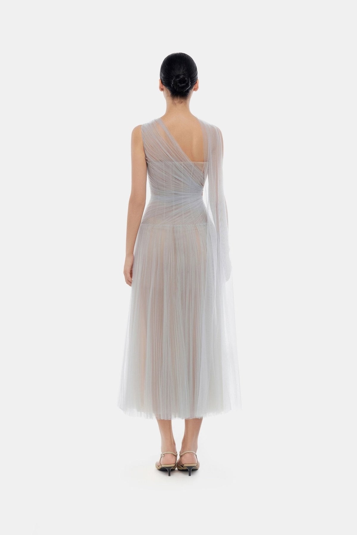 Blue Draped Midi Dress by Montsand