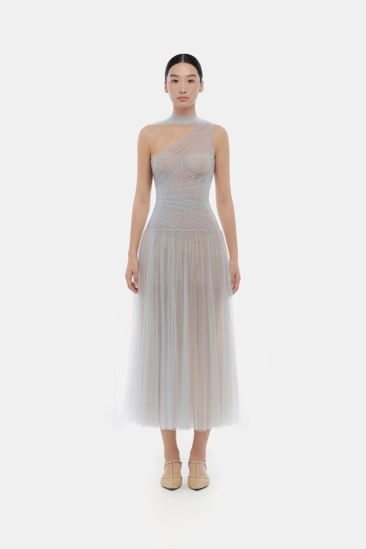 Blue Draped Midi Dress by Montsand