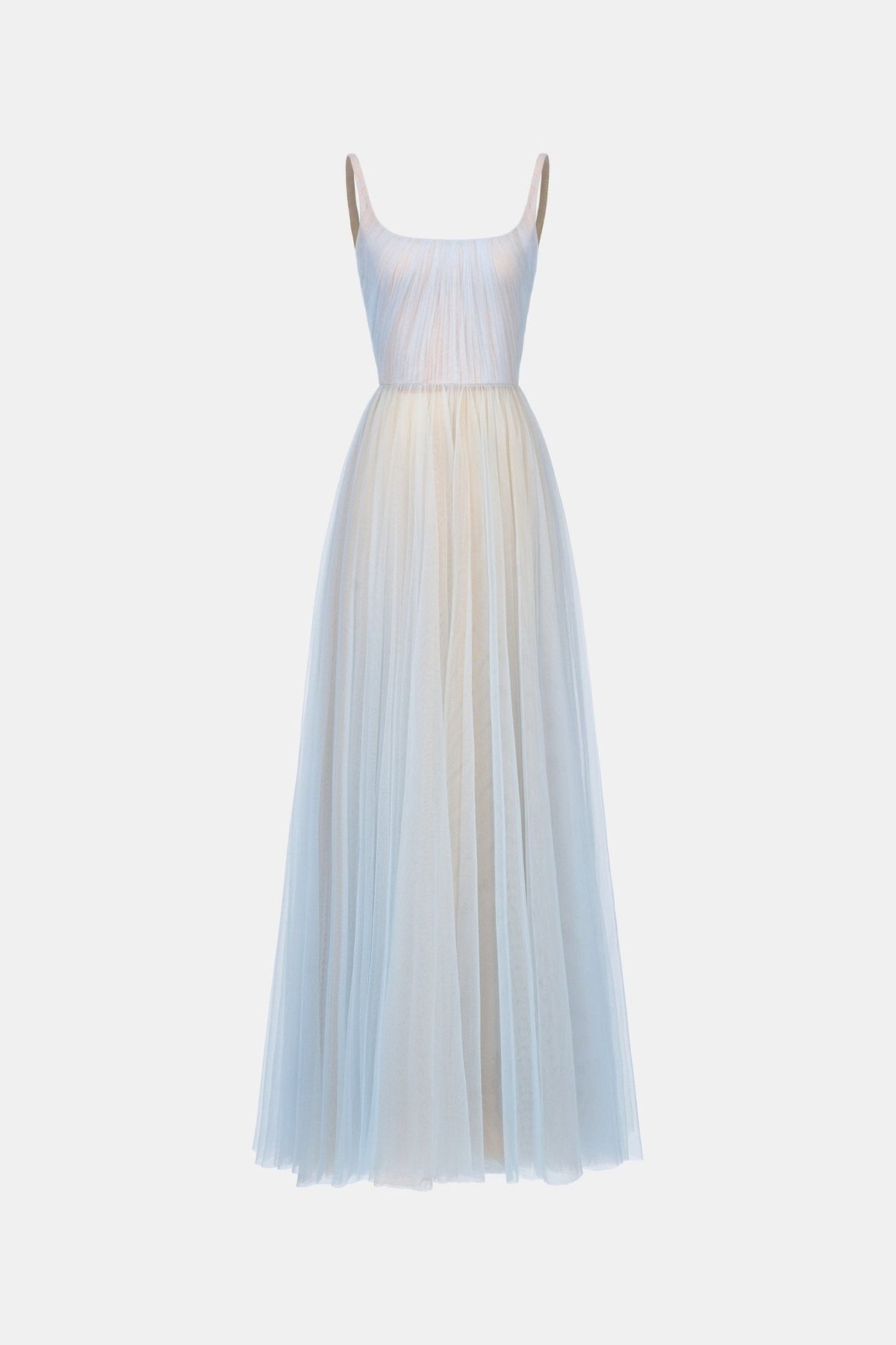 Blue Draped Tulle Maxi Dress by Montsand