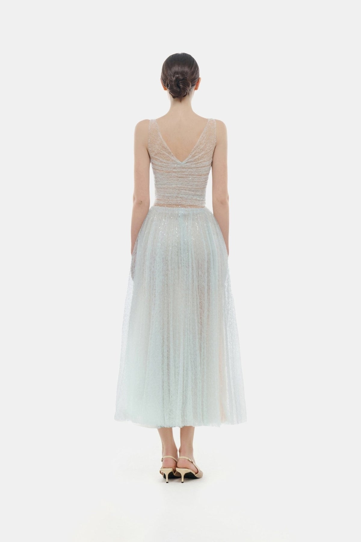 Blue Drapped Midi Dress by Montsand