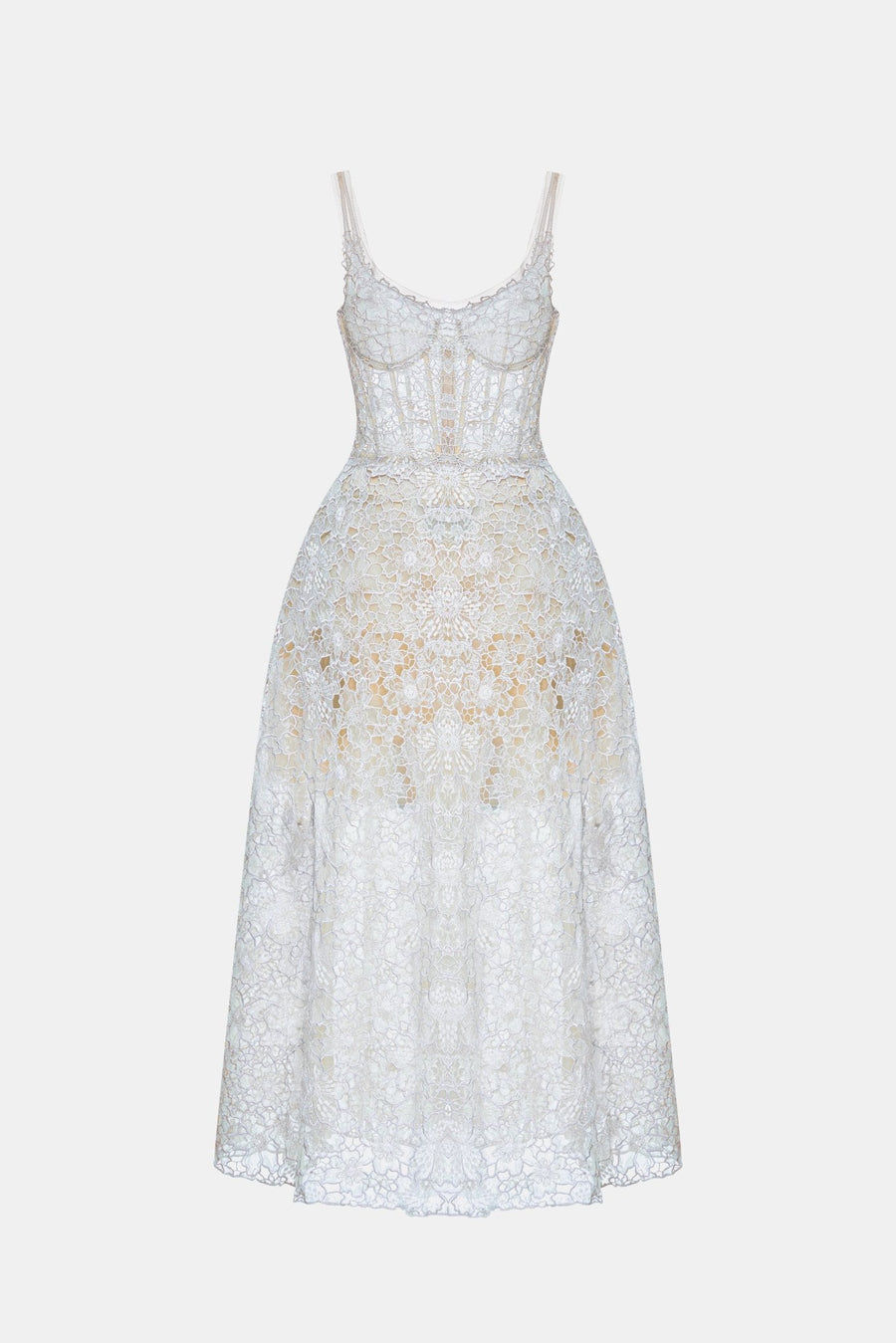 Blue Flower Lace Maxi Dress
