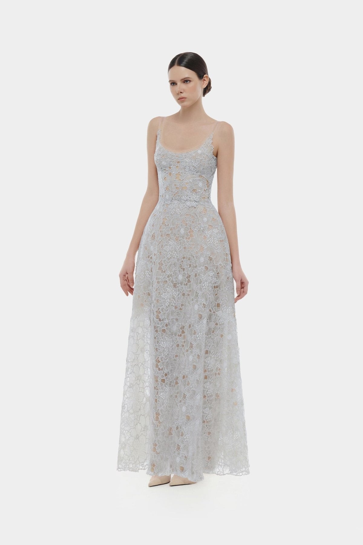 Blue Flower Lace Maxi Dress by Montsand