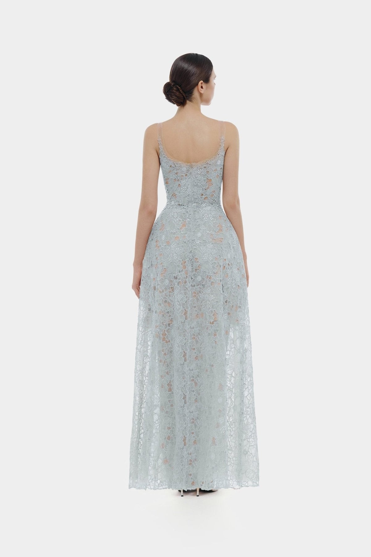 Blue Flower Lace Maxi Dress by Montsand