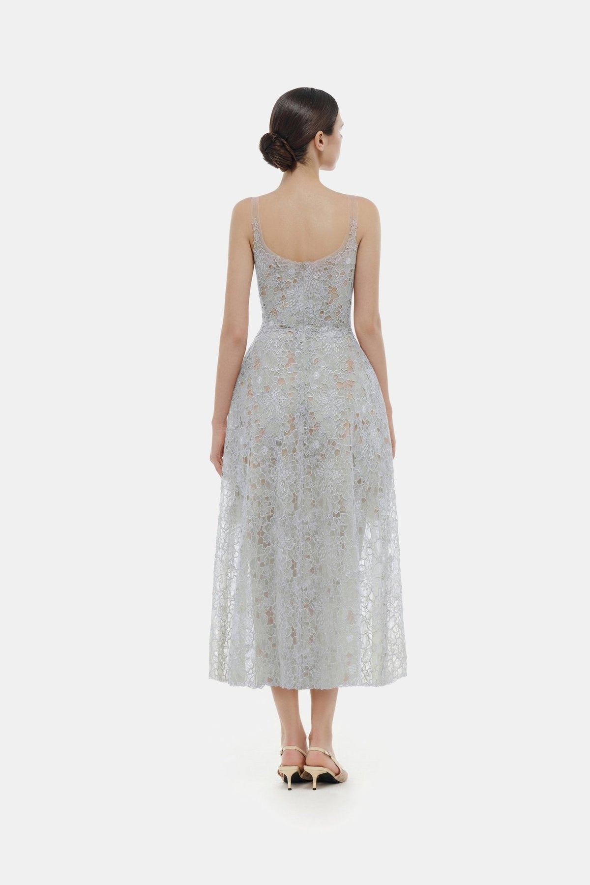 Blue Flower Lace Midi Dress by Montsand