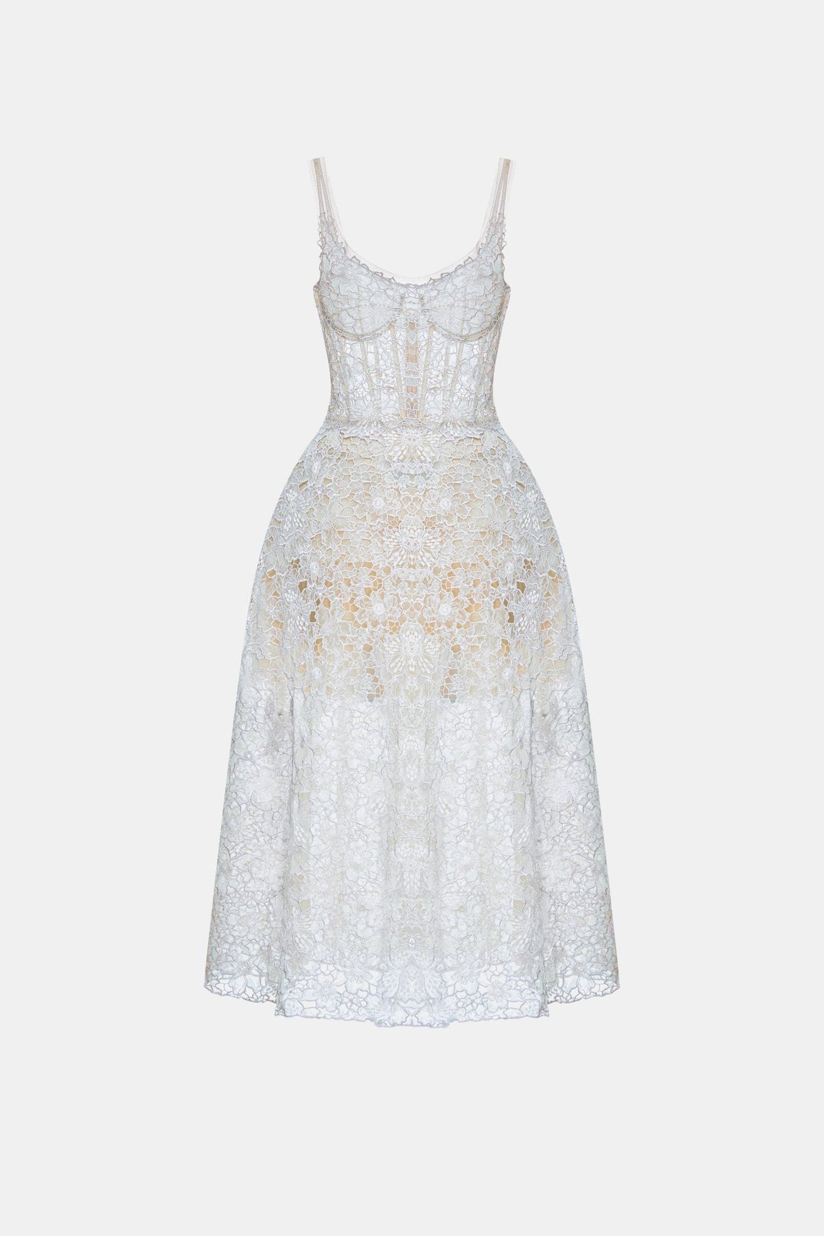 Blue Flower Lace Midi Dress by Montsand