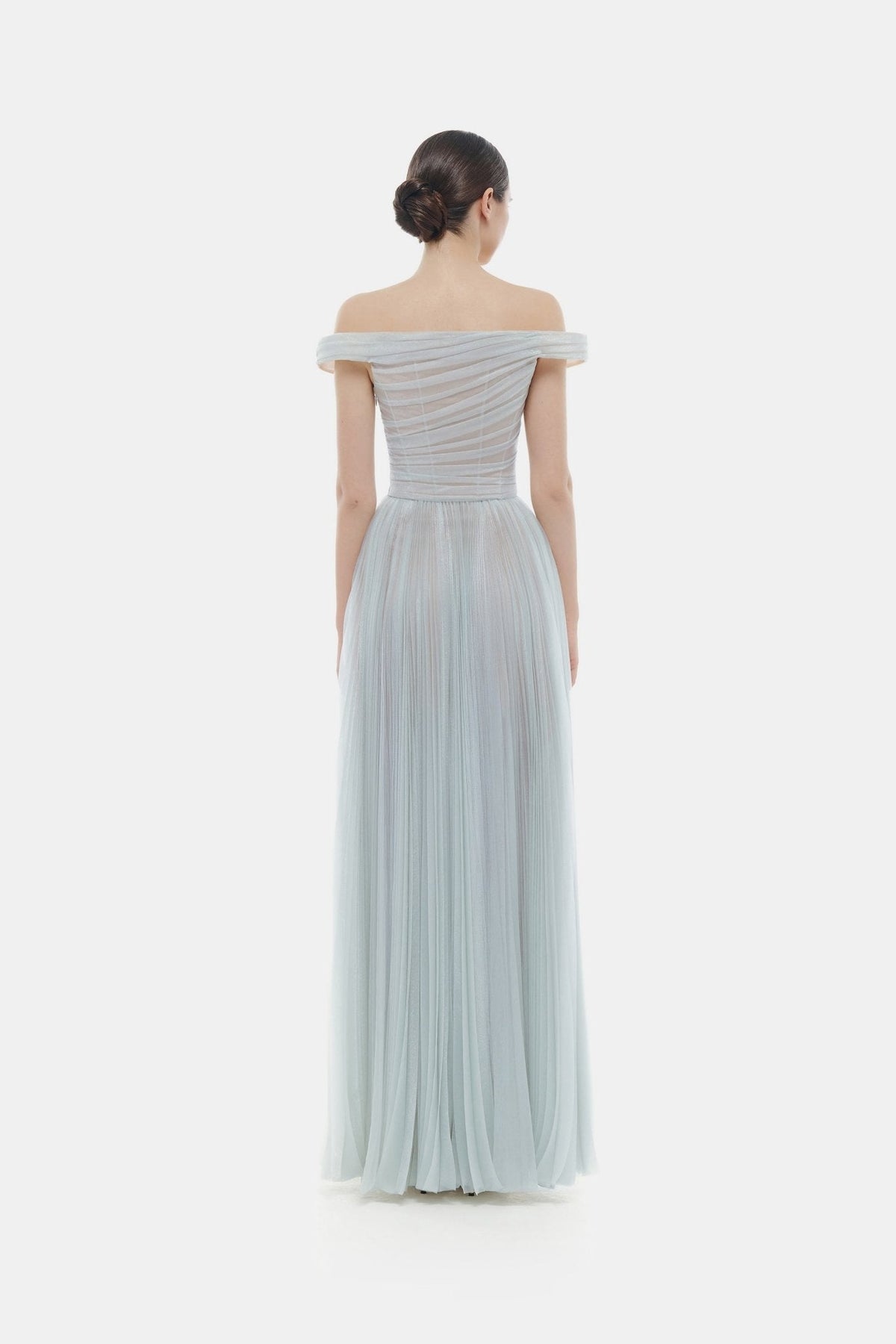 Blue Off-shoulder Maxi Dress by Montsand