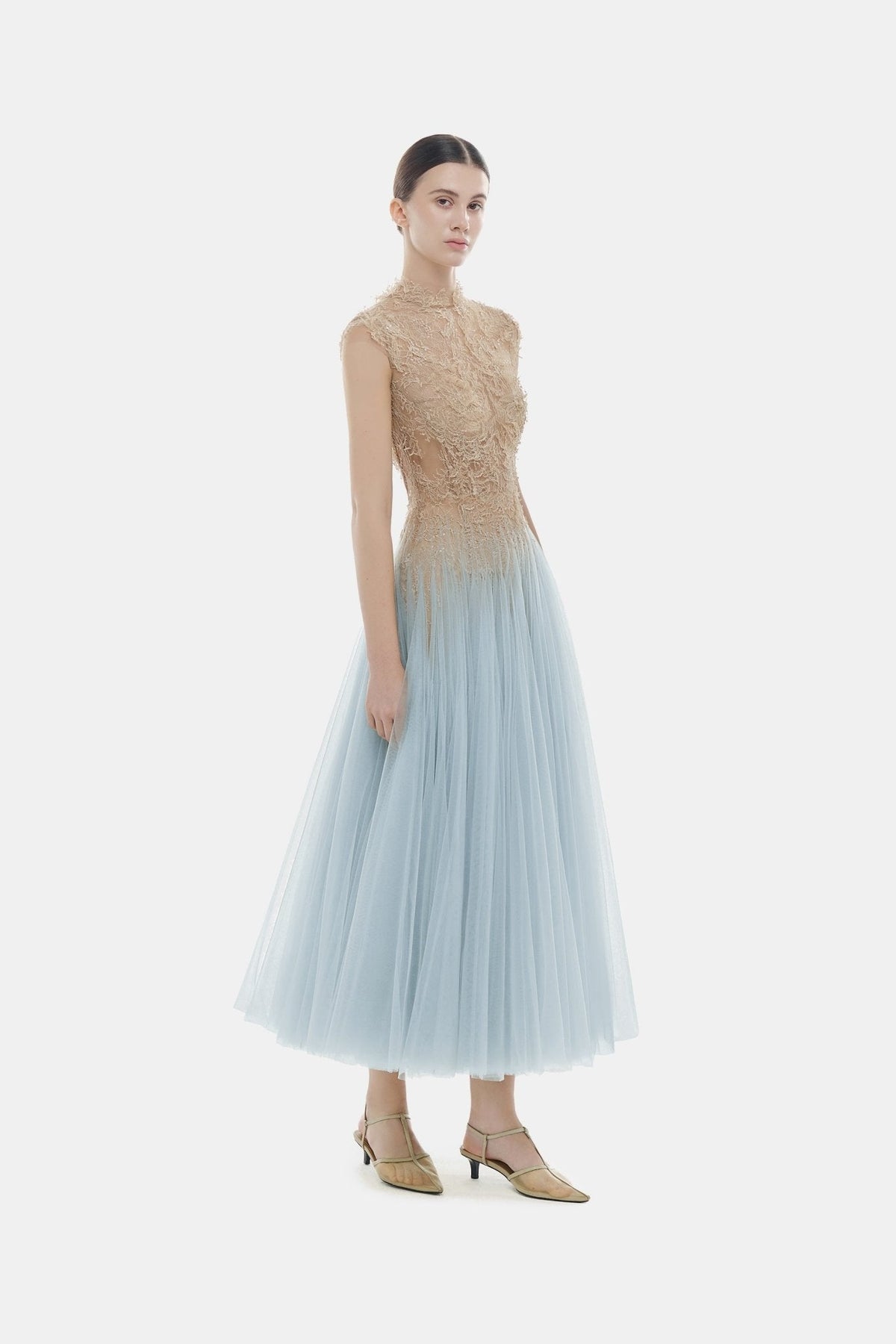 Blue Ombré Cut-Out Lace Dress by Montsand