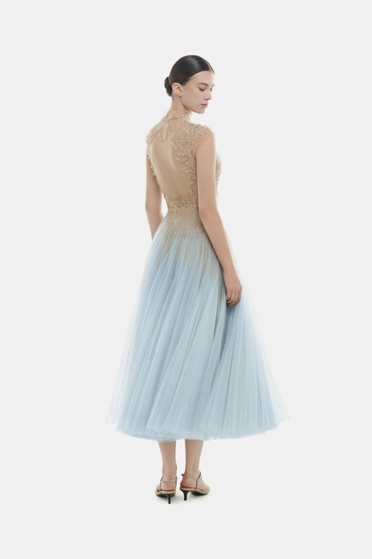 Blue Ombré Cut-Out Lace Dress by Montsand
