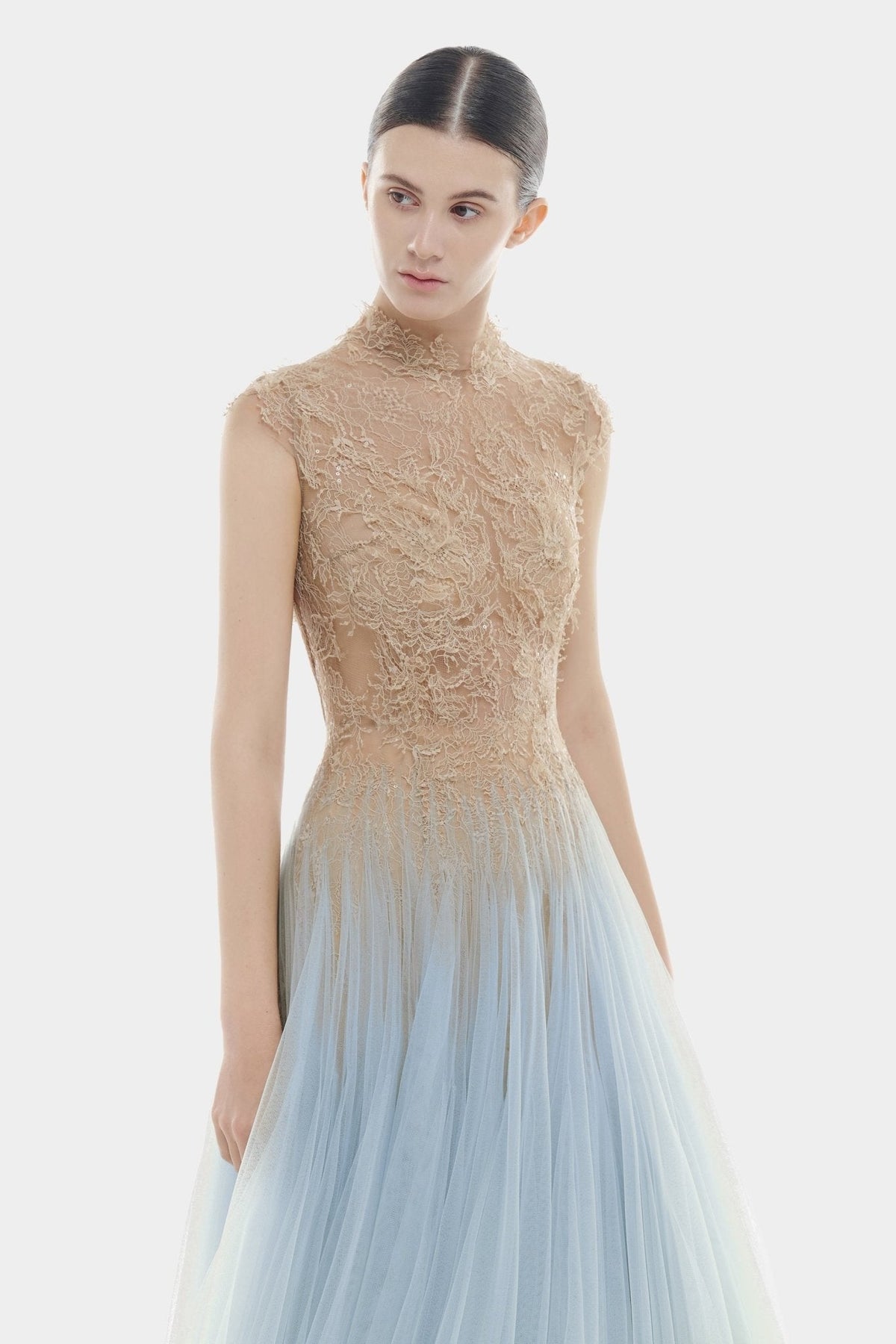Blue Ombré Cut-Out Lace Dress by Montsand