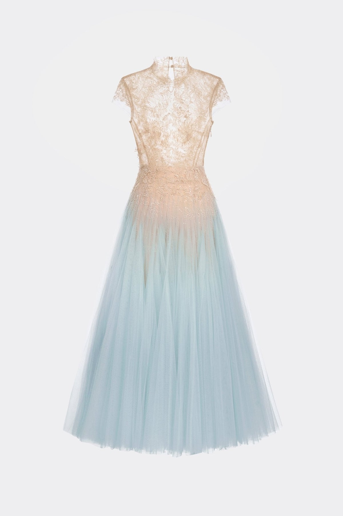 Blue Ombré Cut-Out Lace Dress by Montsand