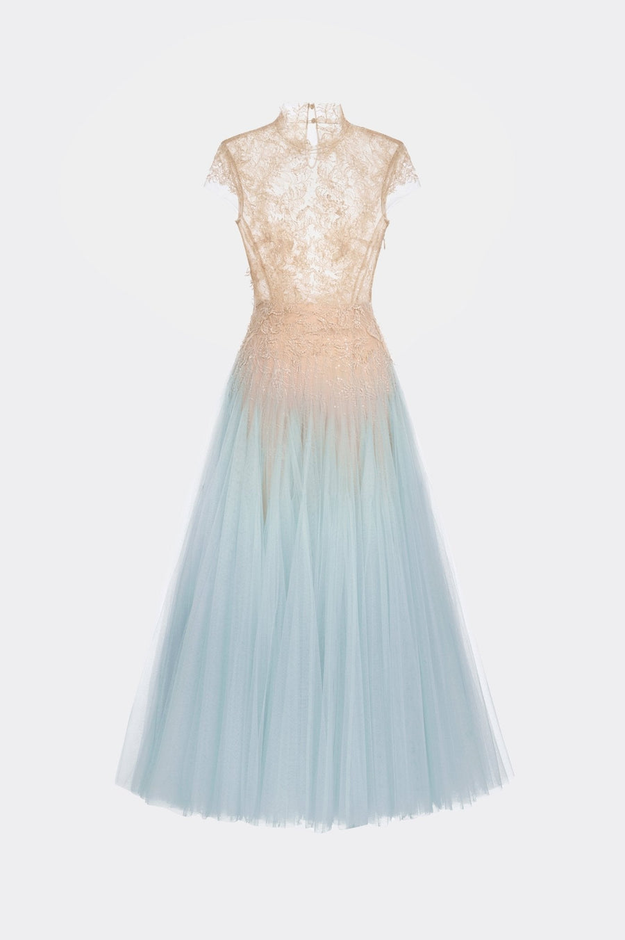 Blue Ombré Cut-Out Lace Dress