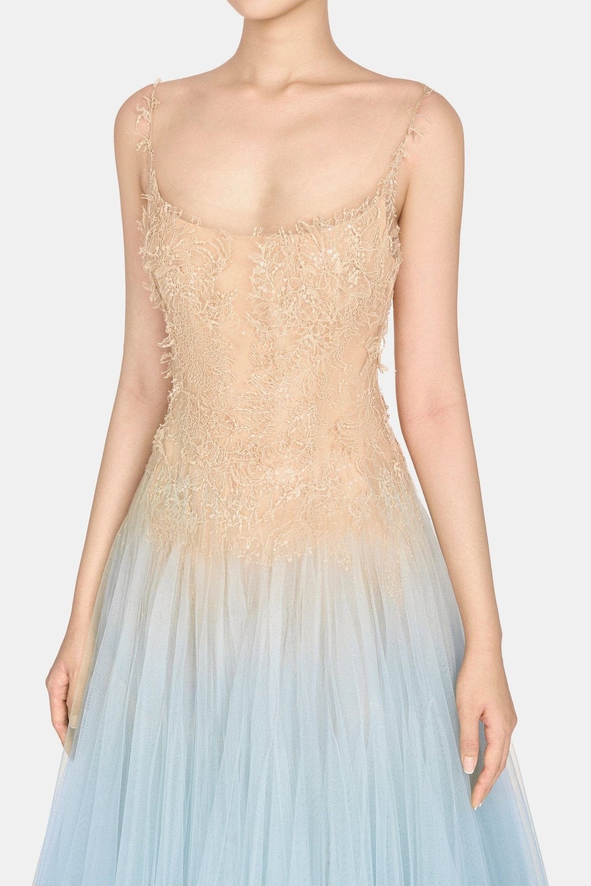 Baby Blue Ombre Lace Midi Dress by Montsand