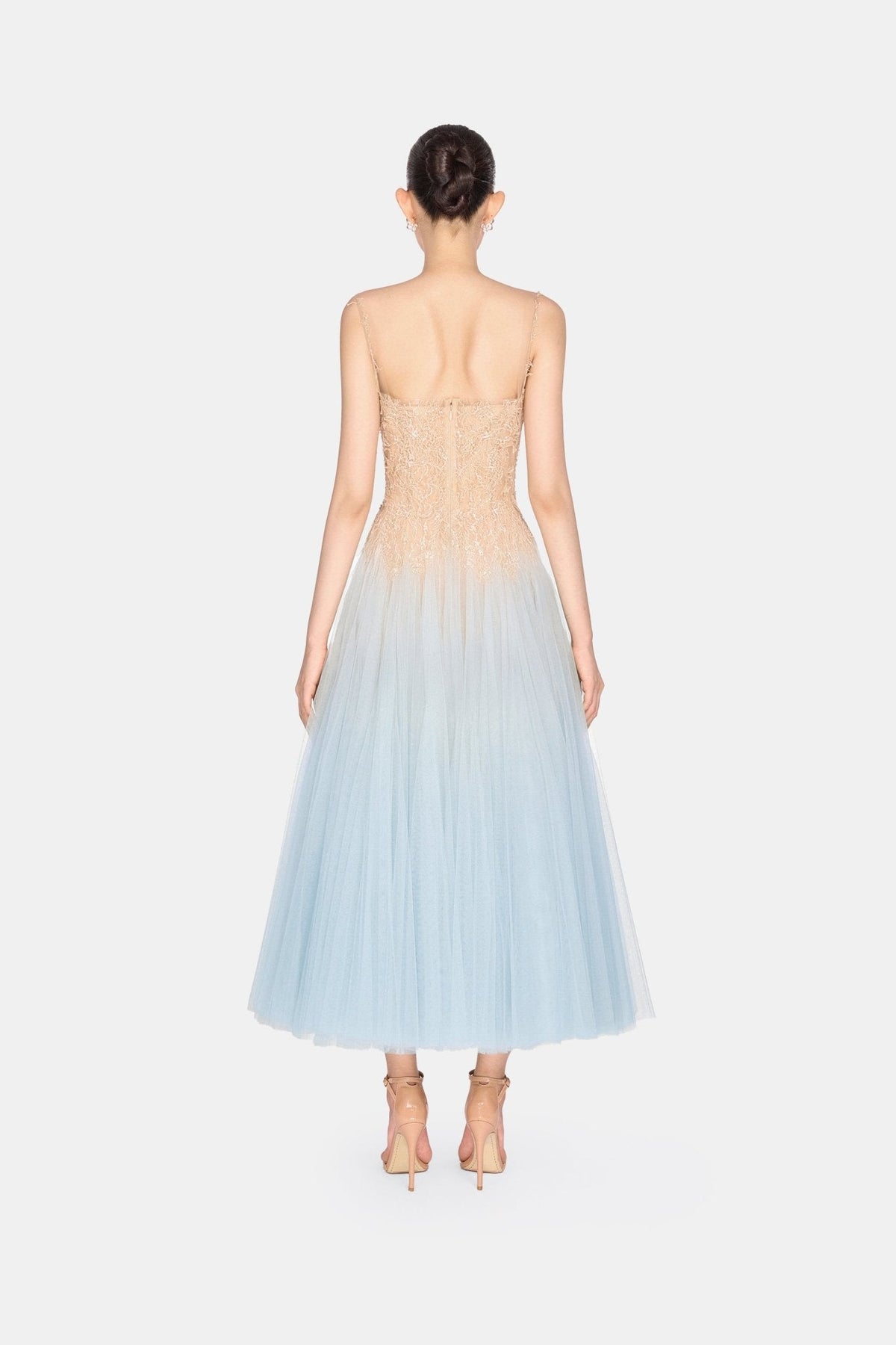 Baby Blue Ombre Lace Midi Dress by Montsand