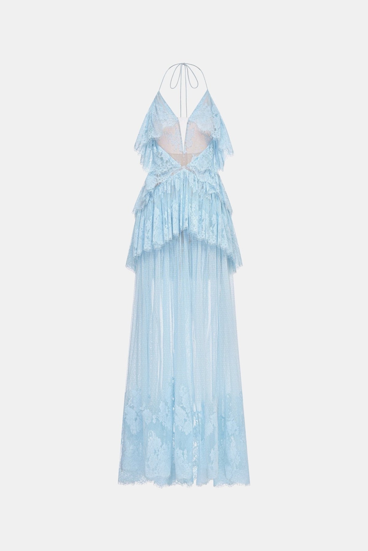 Blue Open-Back Tiered Mesh Dress by Montsand