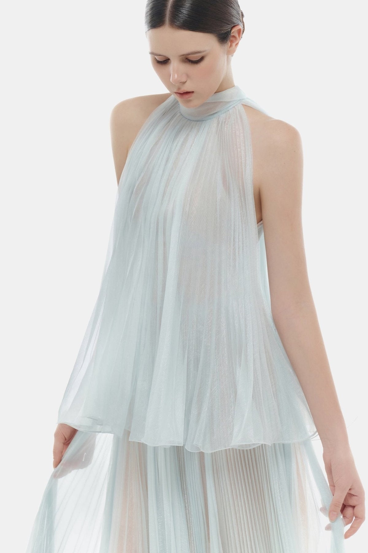 Blue Pleated Dress by Montsand