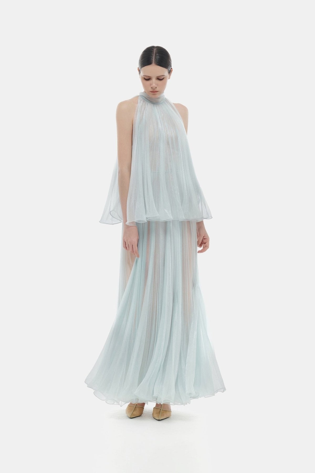 Blue Pleated Dress by Montsand