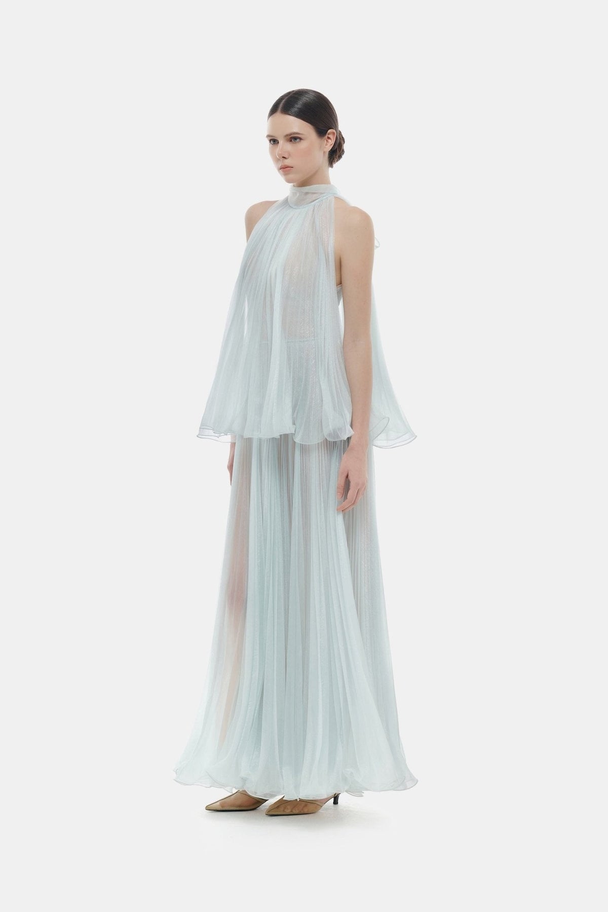 Blue Pleated Dress by Montsand