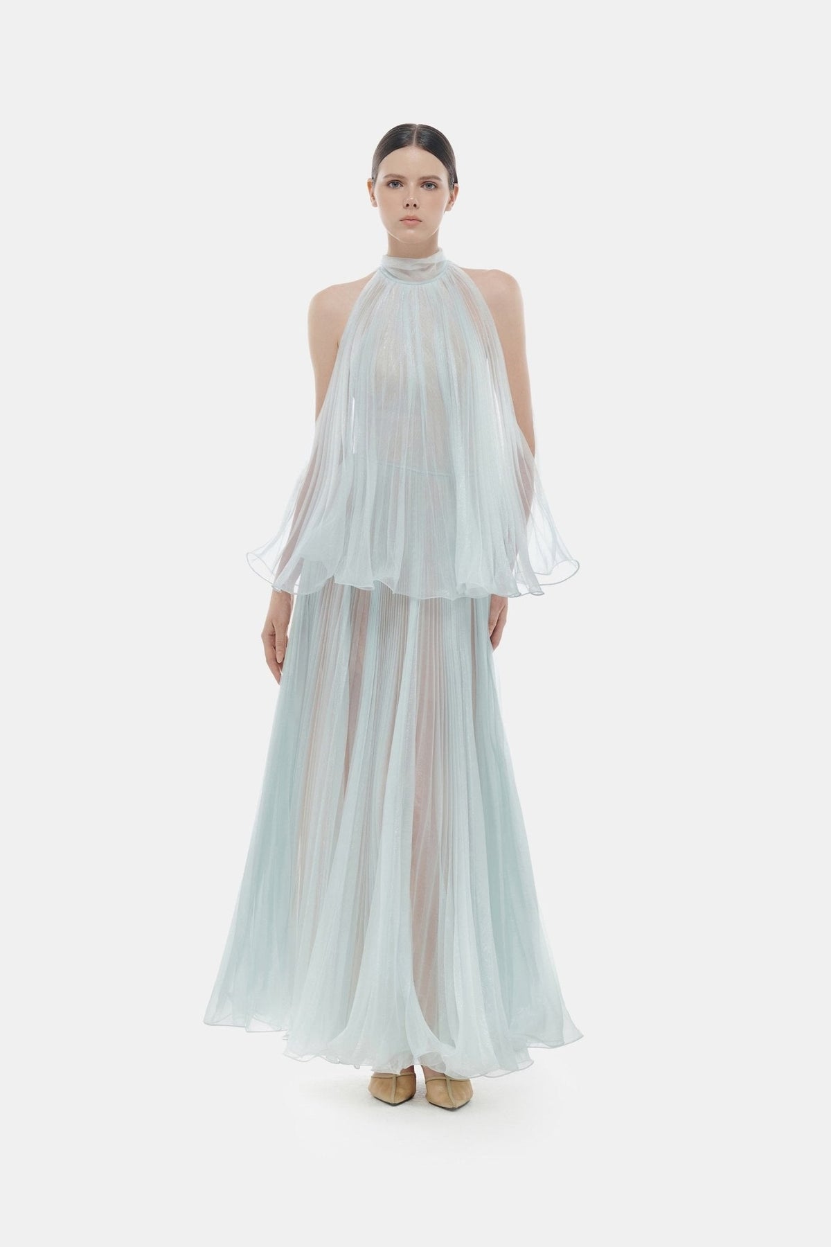Blue Pleated Dress by Montsand