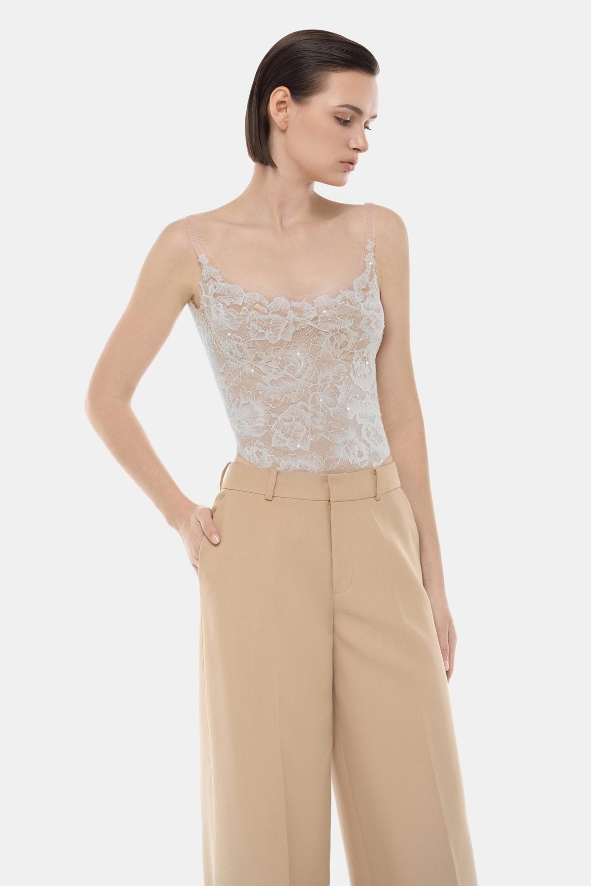 Blue Sheer Lace Top by Montsand