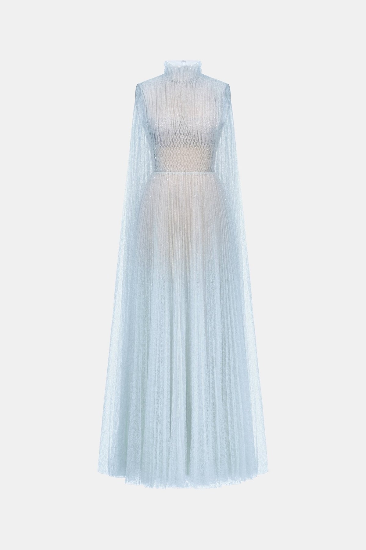Blue Smocked Lace Maxi Dress by Montsand