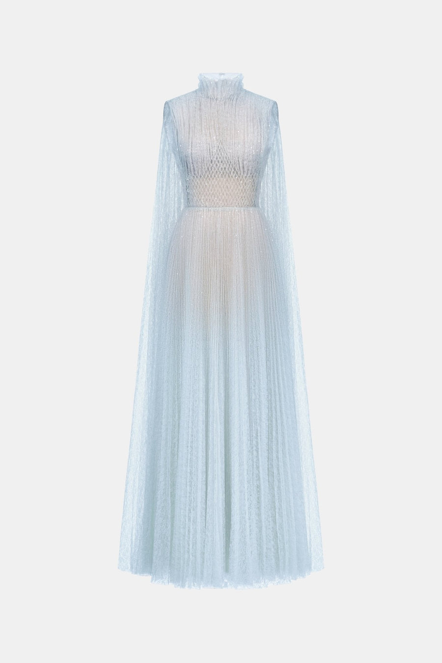 Blue Smocked Lace Maxi Dress