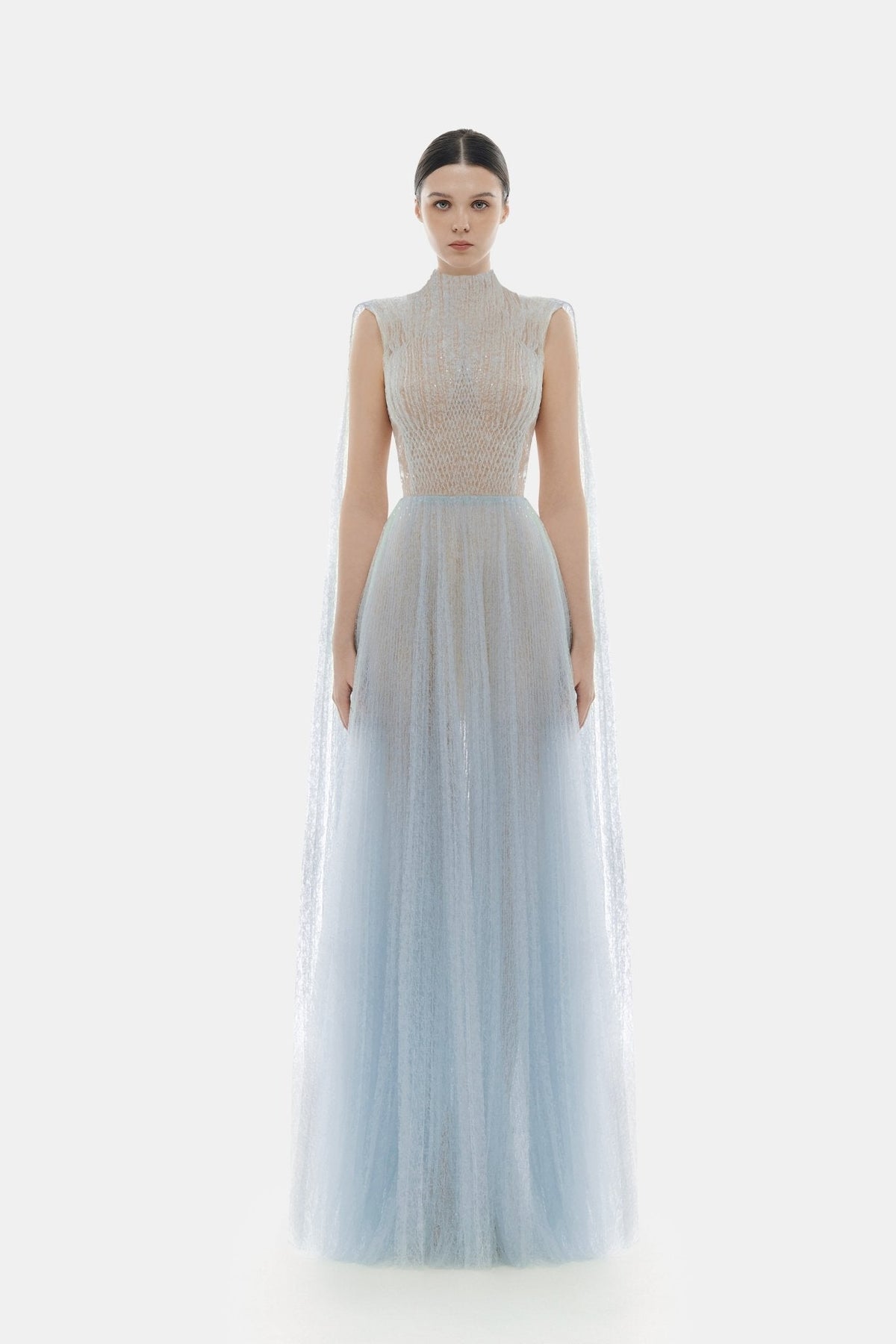 Blue Smocked Lace Maxi Dress by Montsand