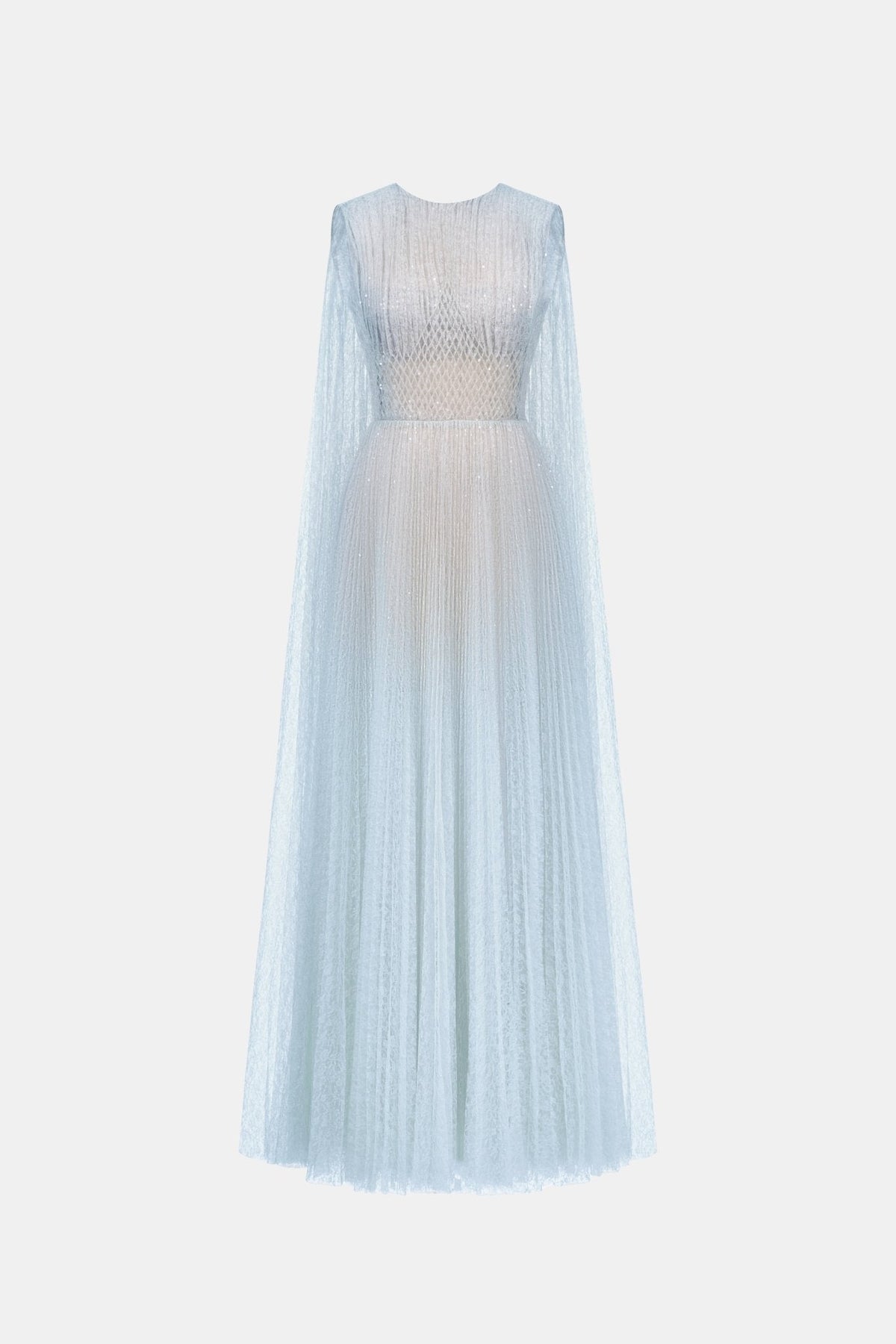 Blue Smocked Round-neck Maxi Dress by Montsand