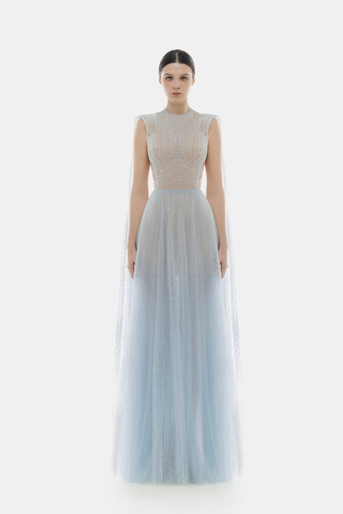 Blue Smocked Round-neck Maxi Dress by Montsand