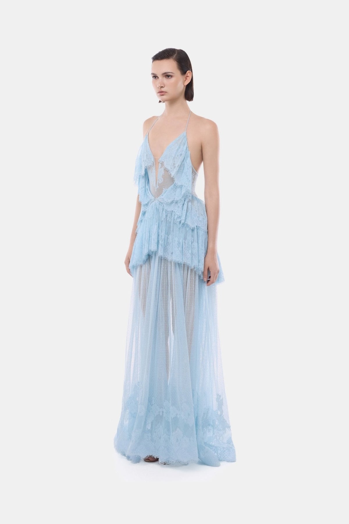 Blue Tiered Mesh Dress by Montsand
