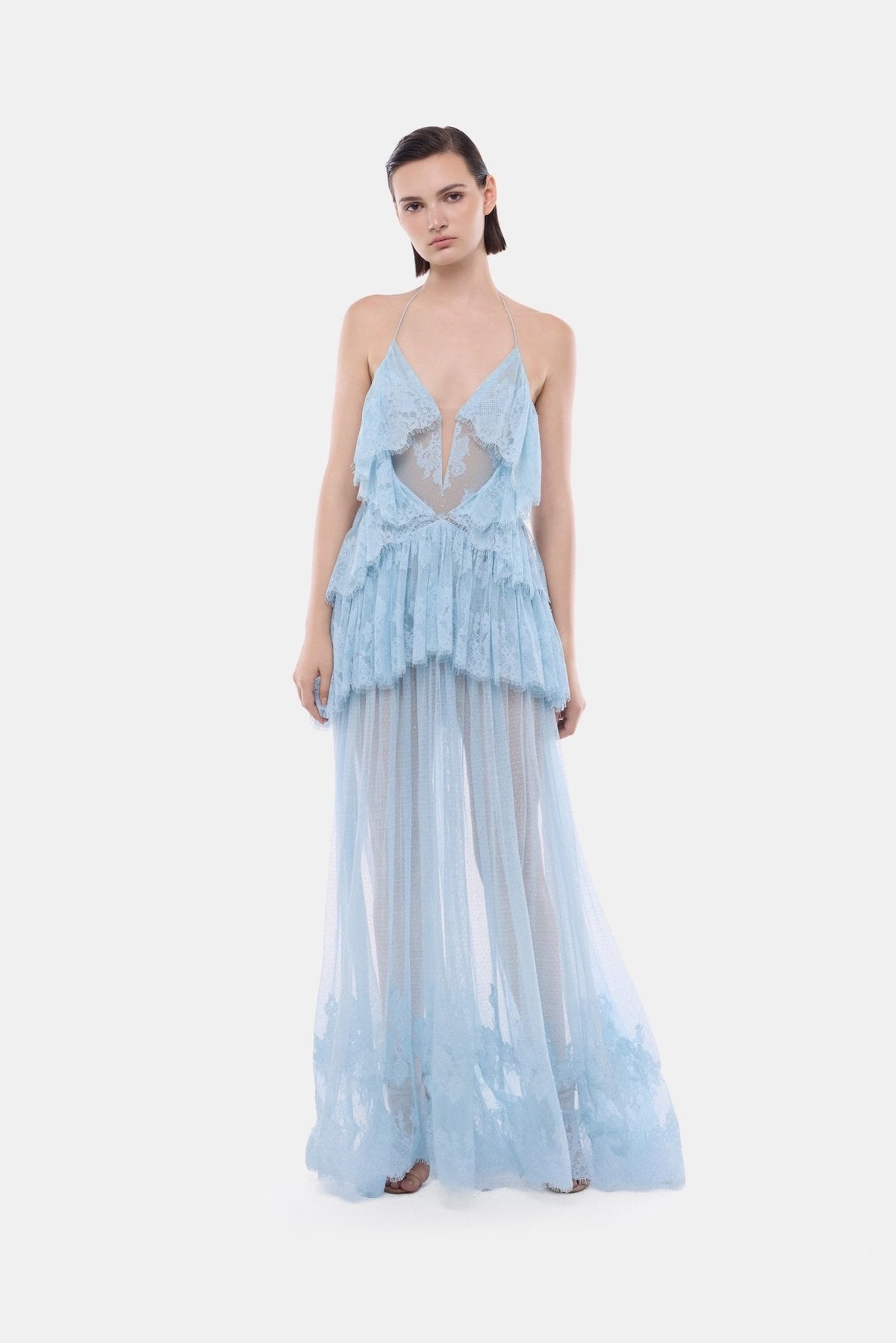 Blue Tiered Mesh Dress by Montsand