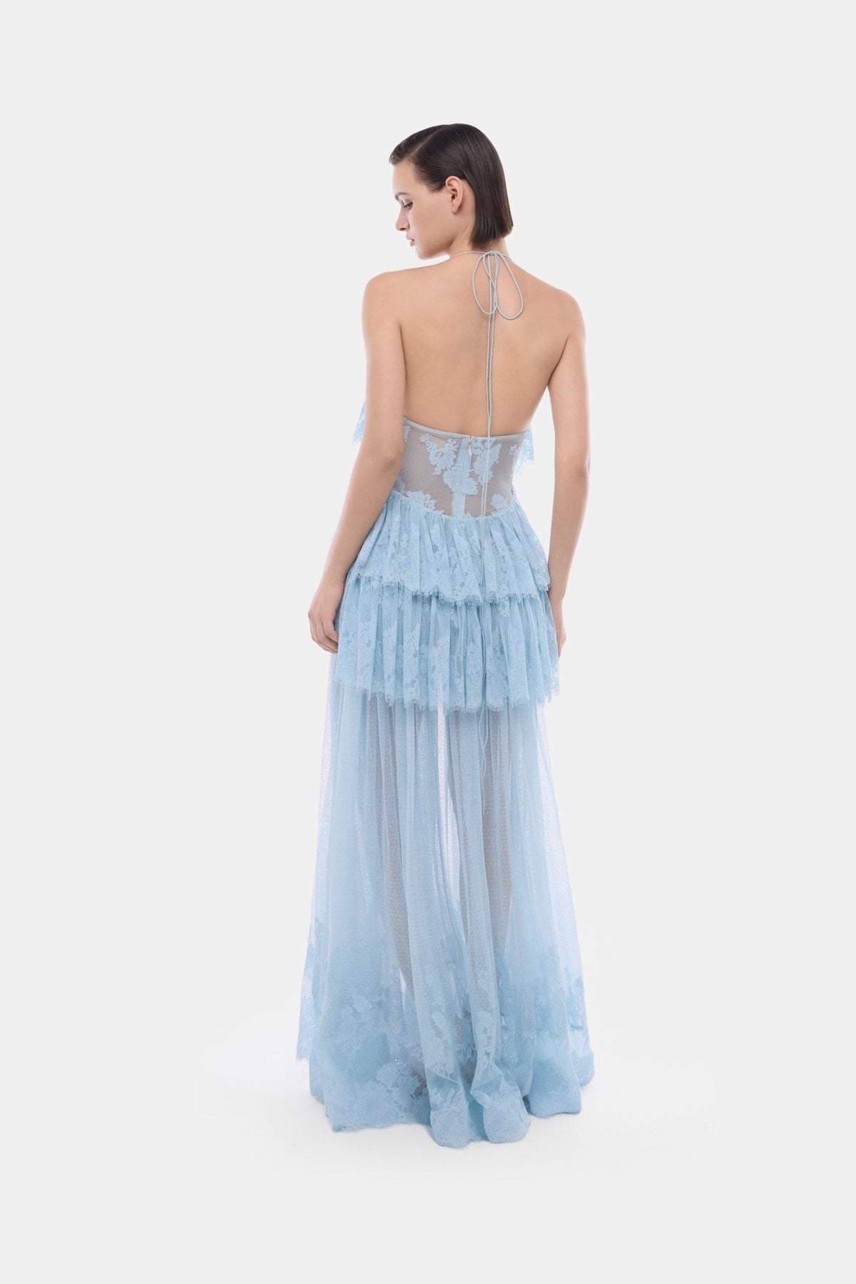 Blue Tiered Mesh Dress by Montsand