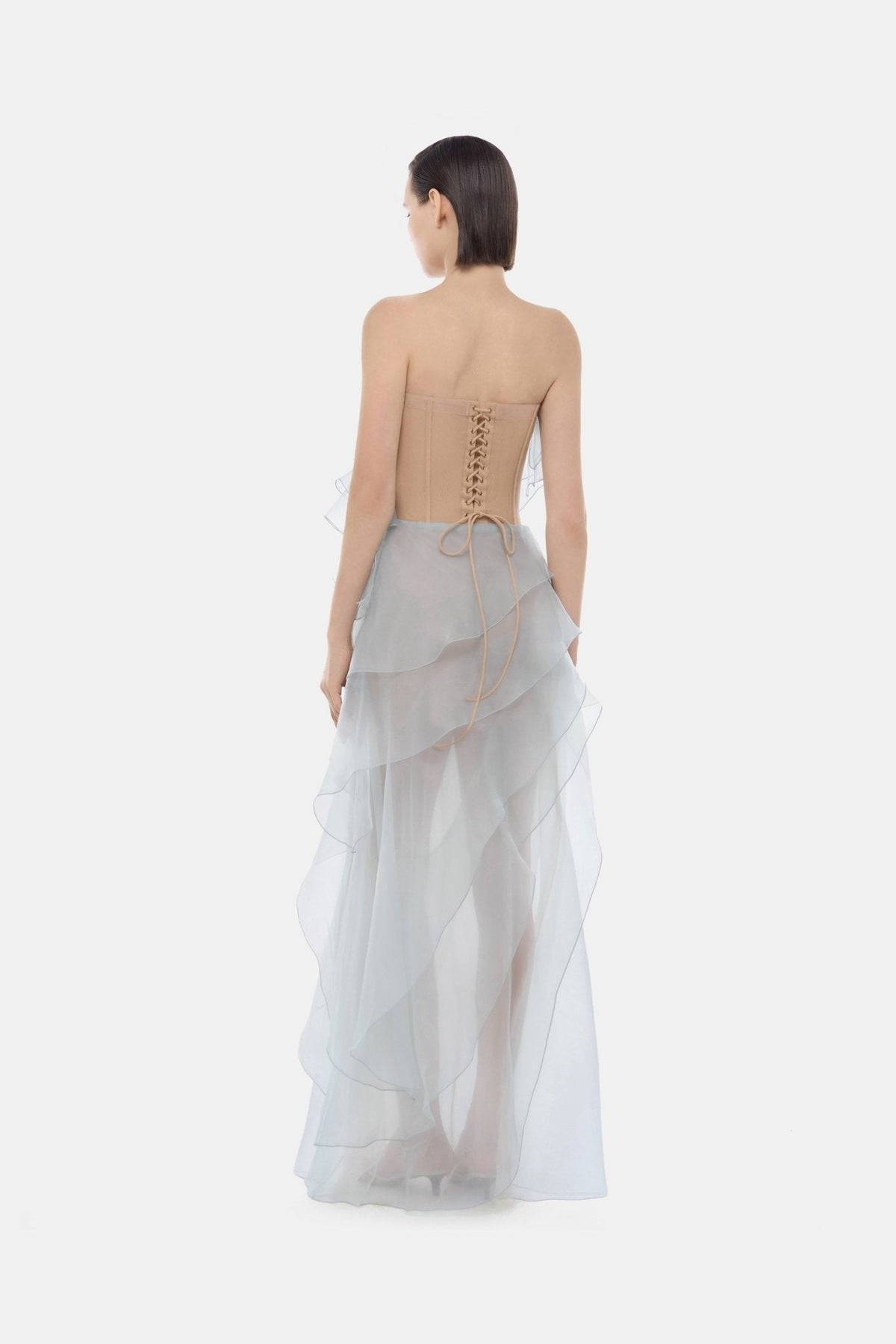 Blue Tiered Strapless Dress by Montsand