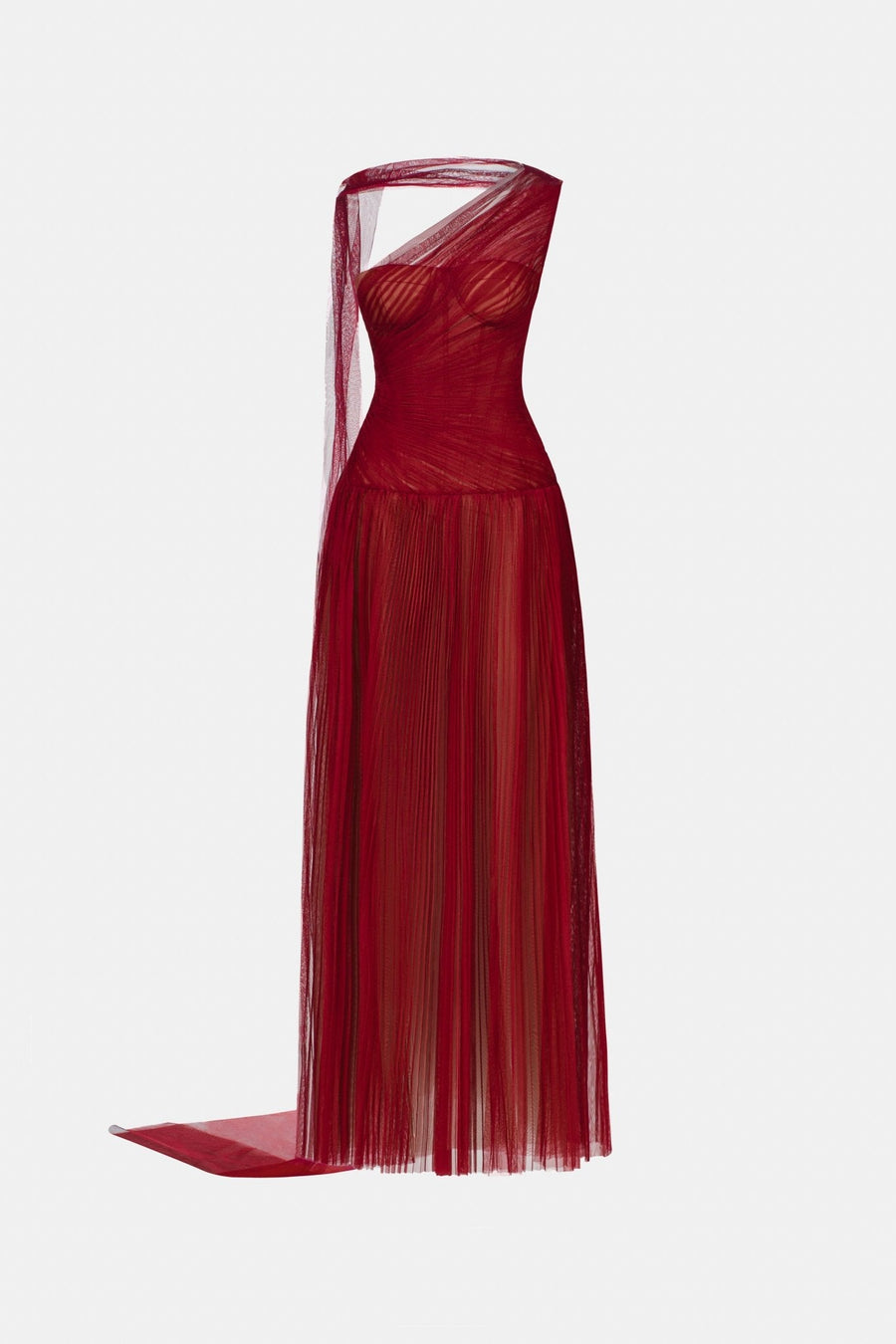 Bordeaux Draped Maxi Dress