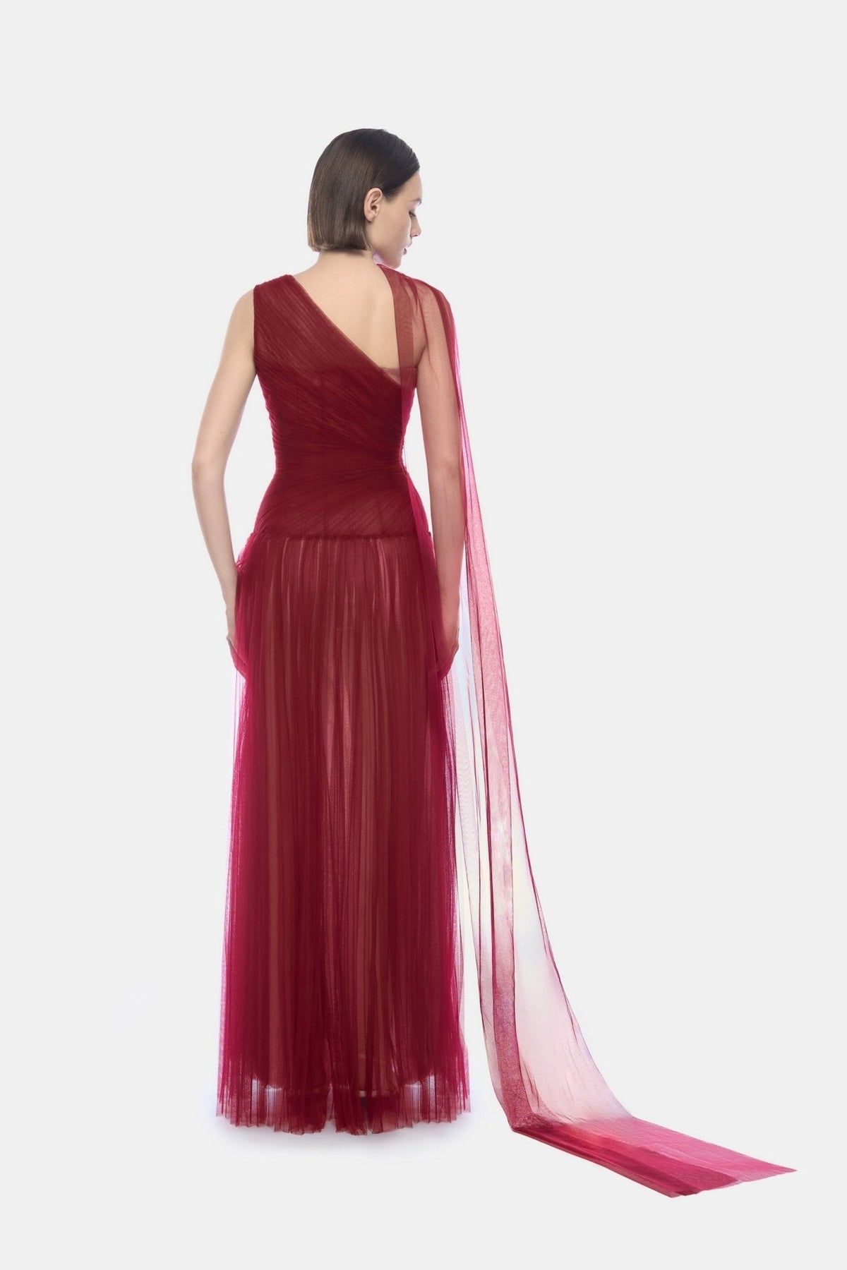 Bordeaux Draped Maxi Dress by Montsand