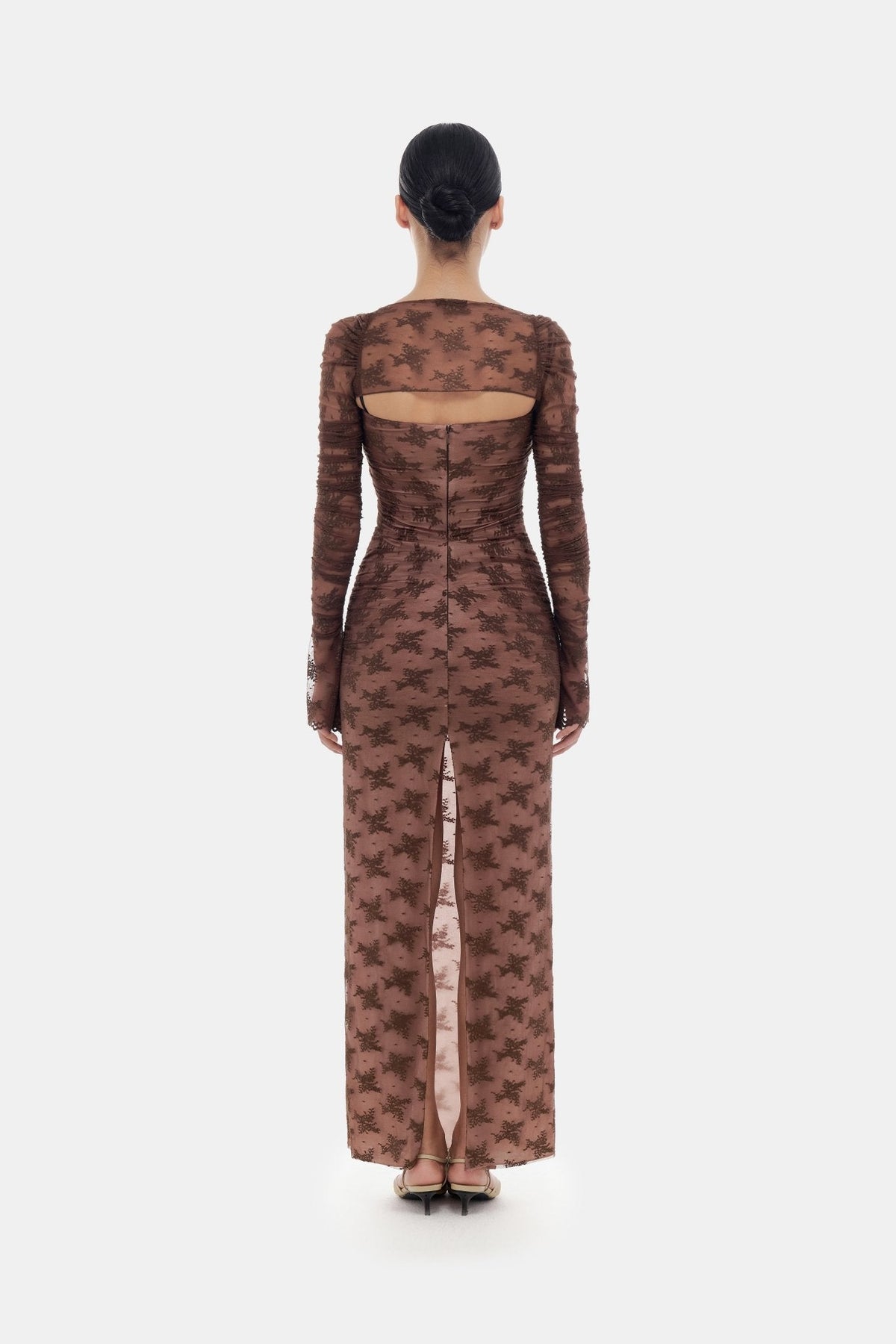 Brown Bow Cut Out Laces Dress by Montsand