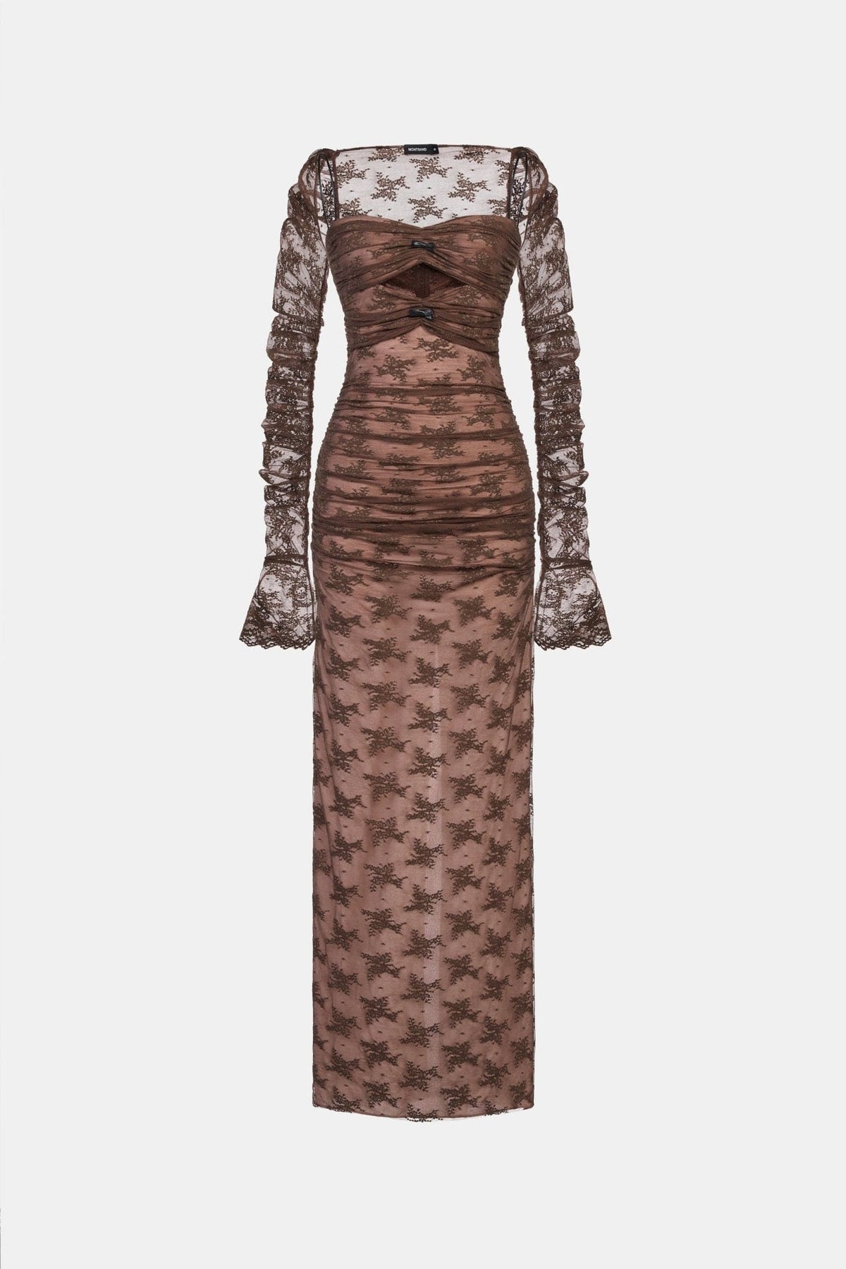 Brown Bow Cut Out Laces Dress by Montsand