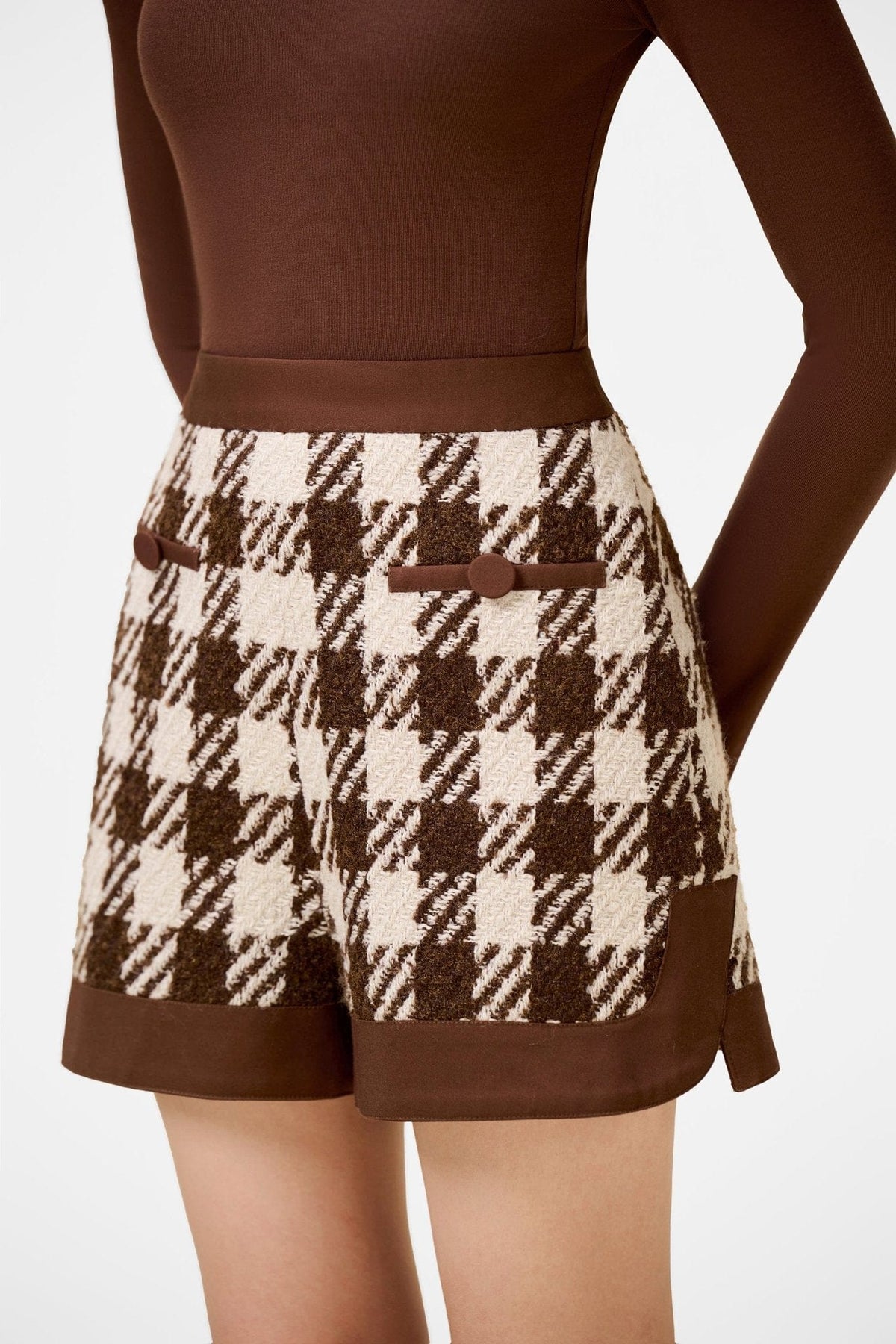 Brown Checkered Shorts by Montsand
