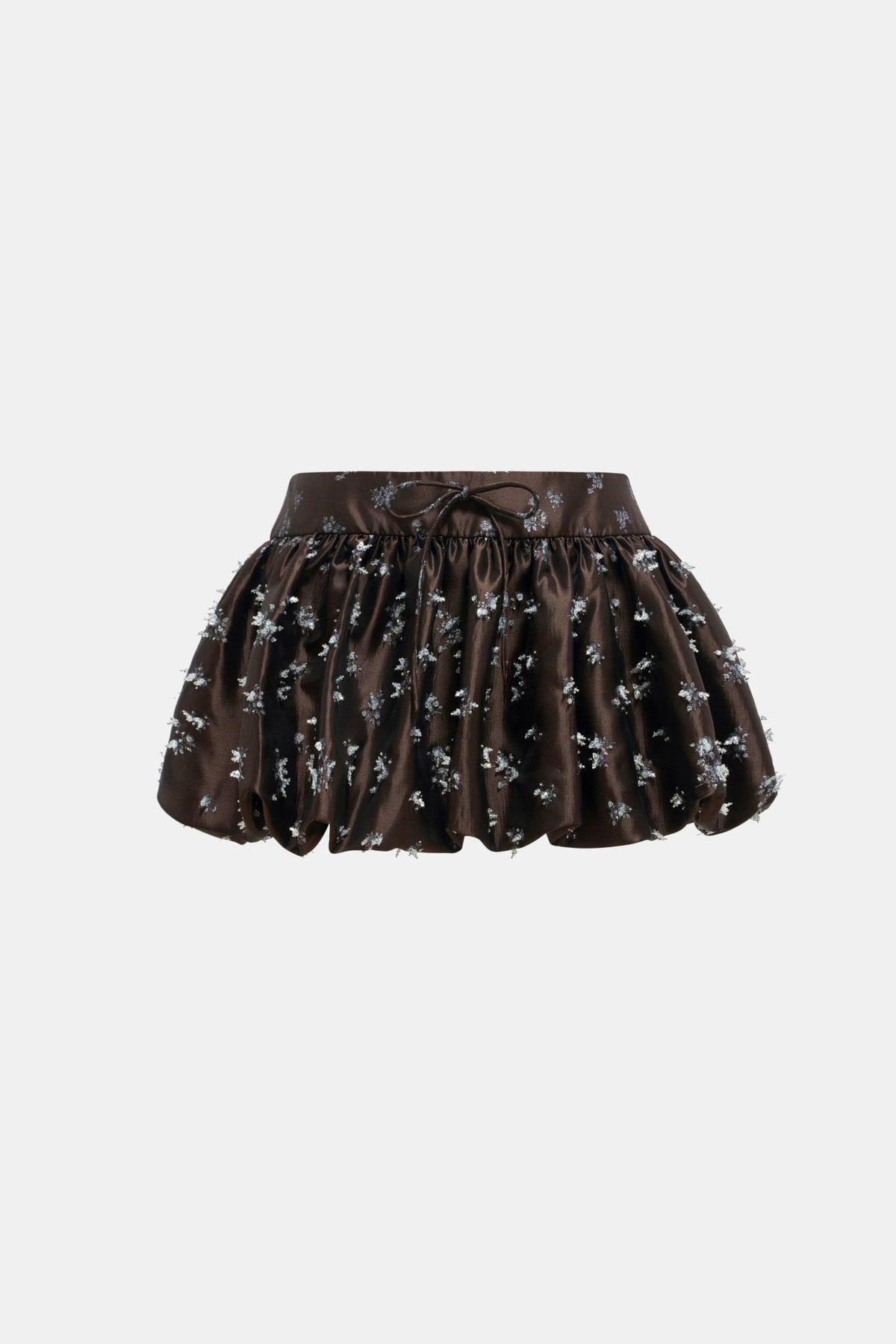 Brown Floral Bubble Mini Skirt by Montsand