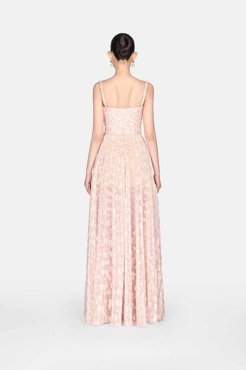 Brown Pleated Maxi Dress by Montsand