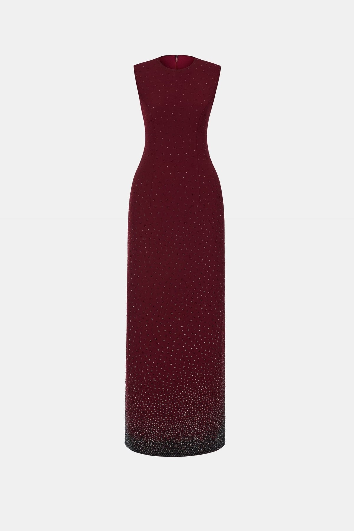 Burgundy Crystal Beaded Maxi Dress by Montsand