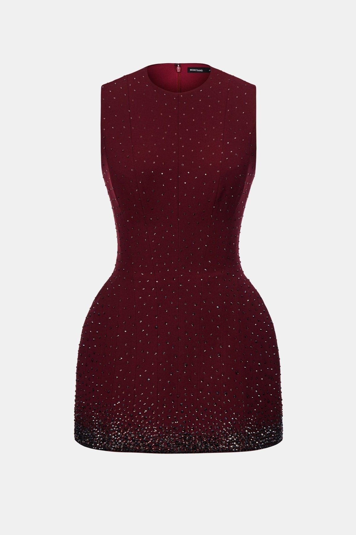 Burgundy Crystal Beaded Mini Dress by Montsand
