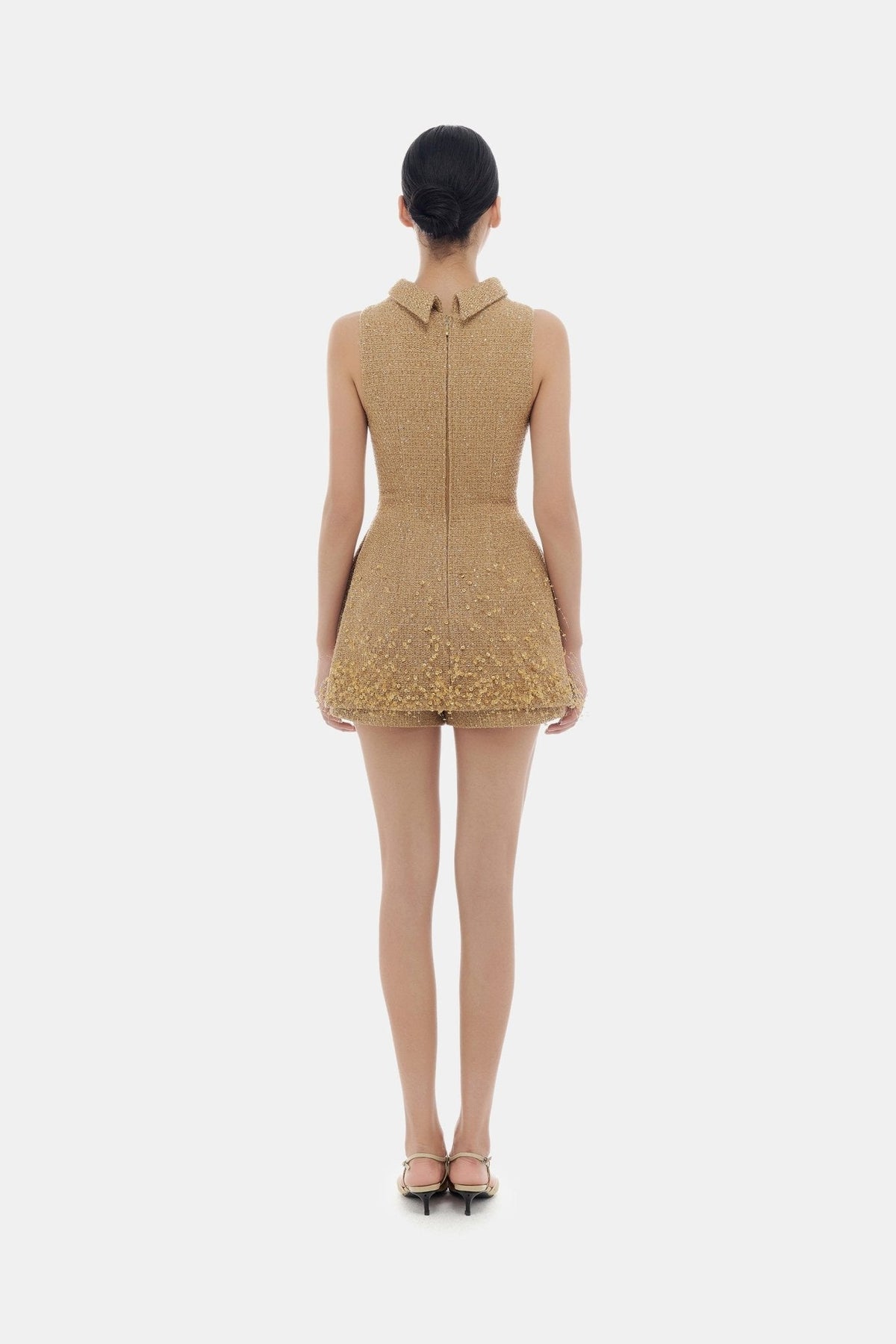 Camel Crystal Beaded Tweed Top by Montsand