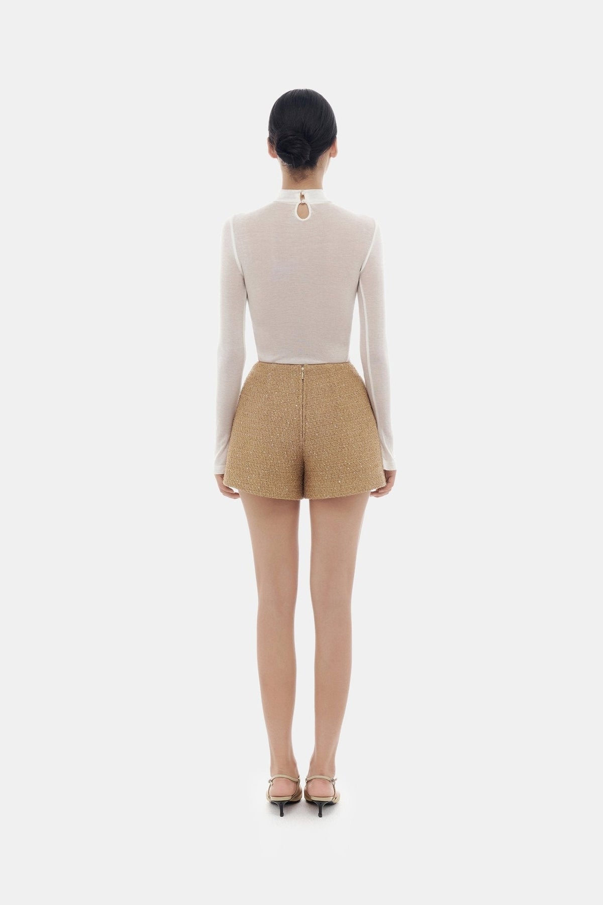 Camel Tweed Shorts by Montsand
