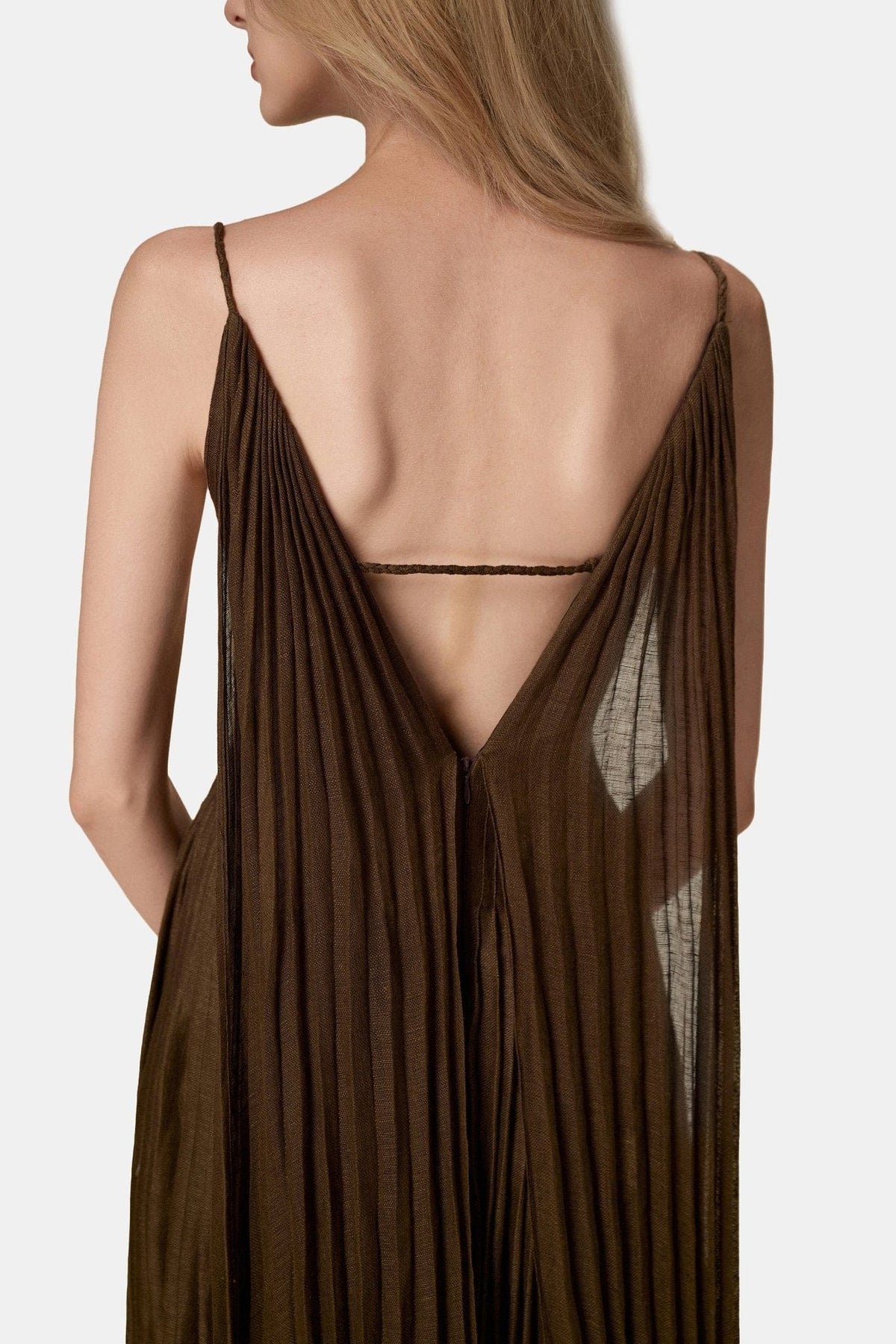Chocolate Linen Maxi Dress by Montsand