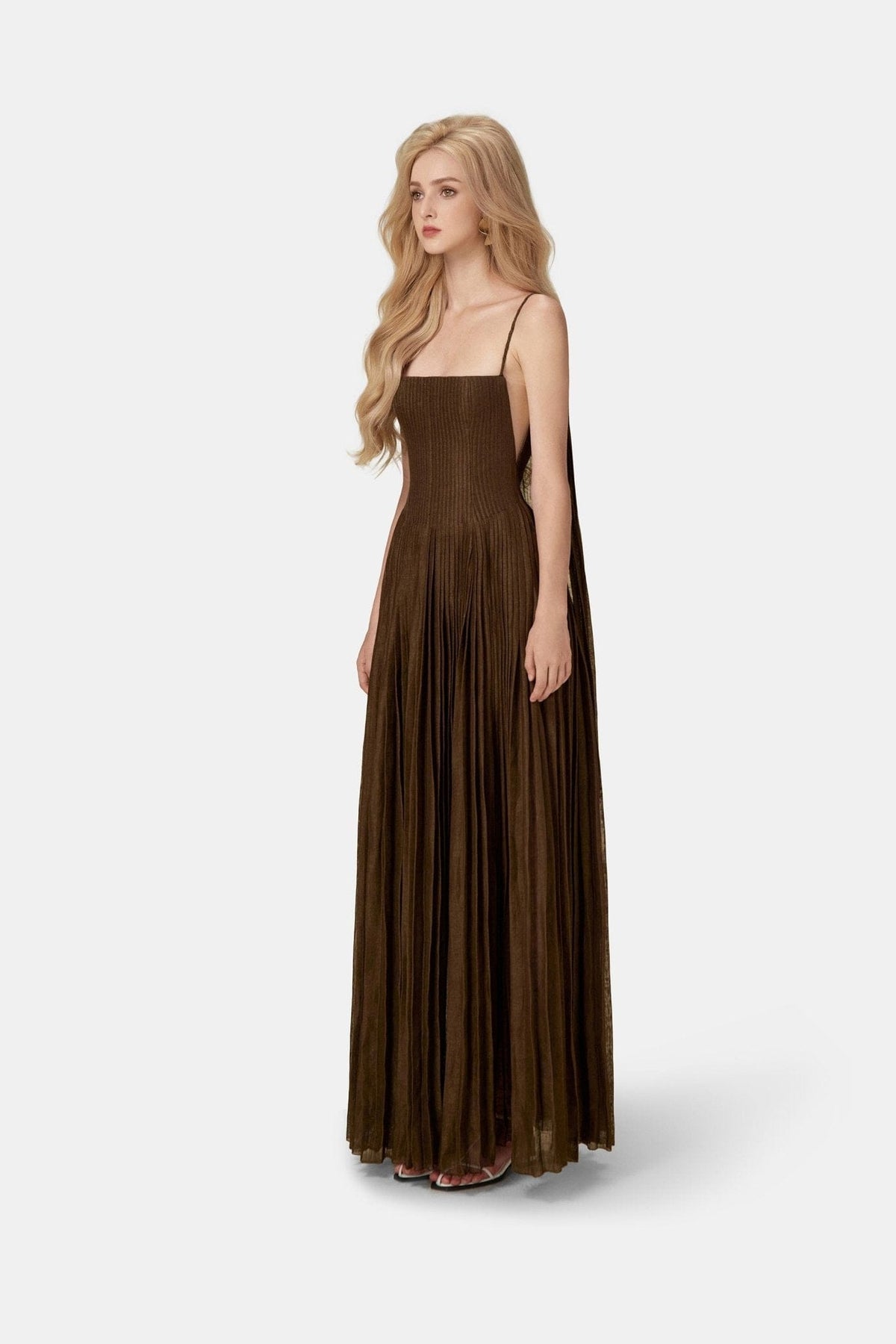 Chocolate Linen Maxi Dress by Montsand