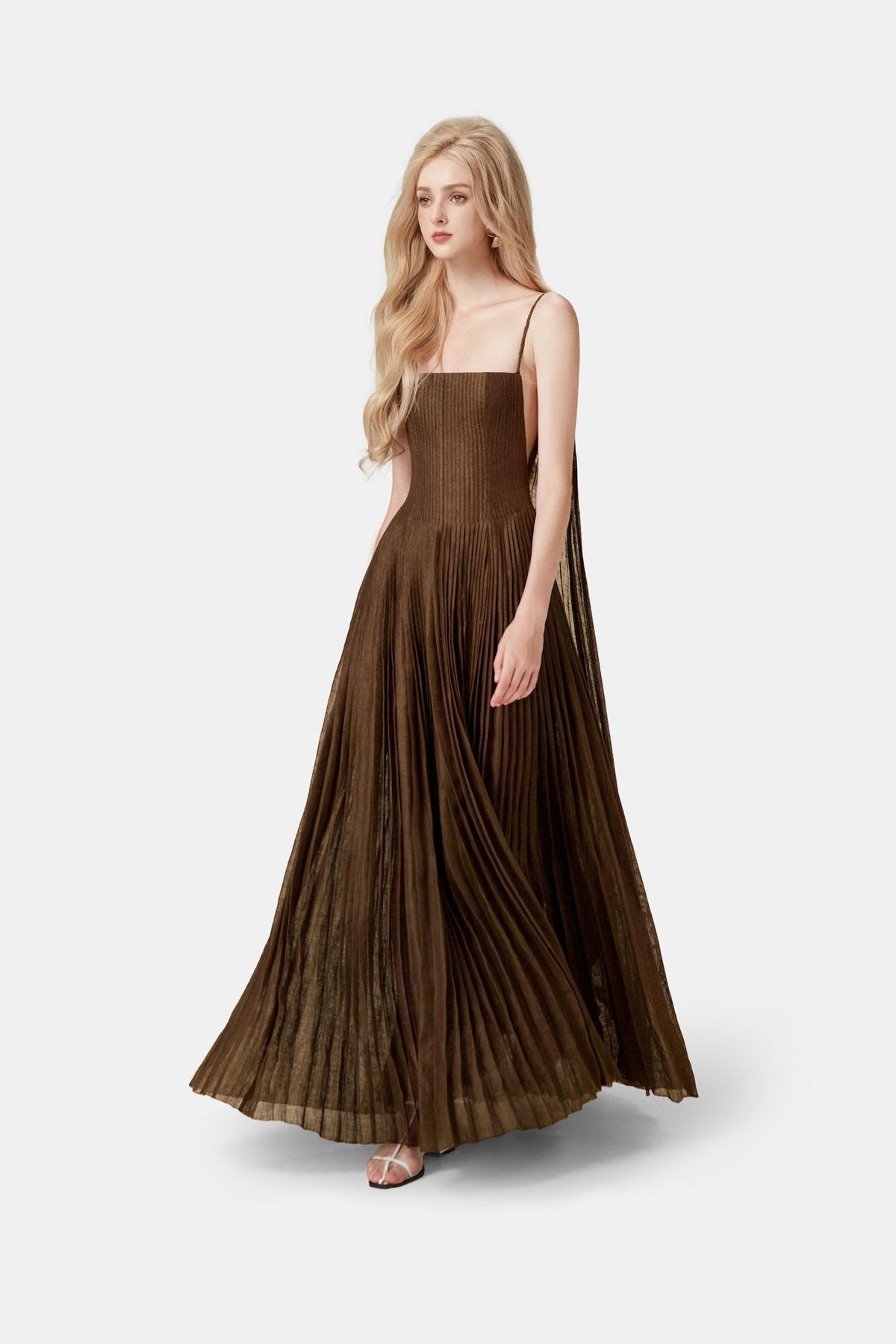 Chocolate Linen Maxi Dress by Montsand