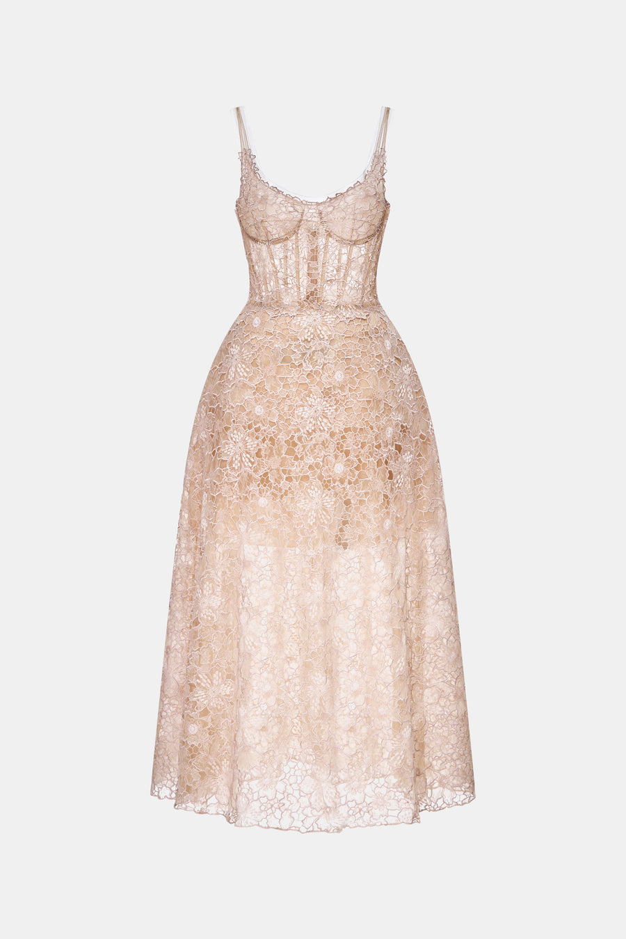 Pink Flower Lace Maxi Dress
