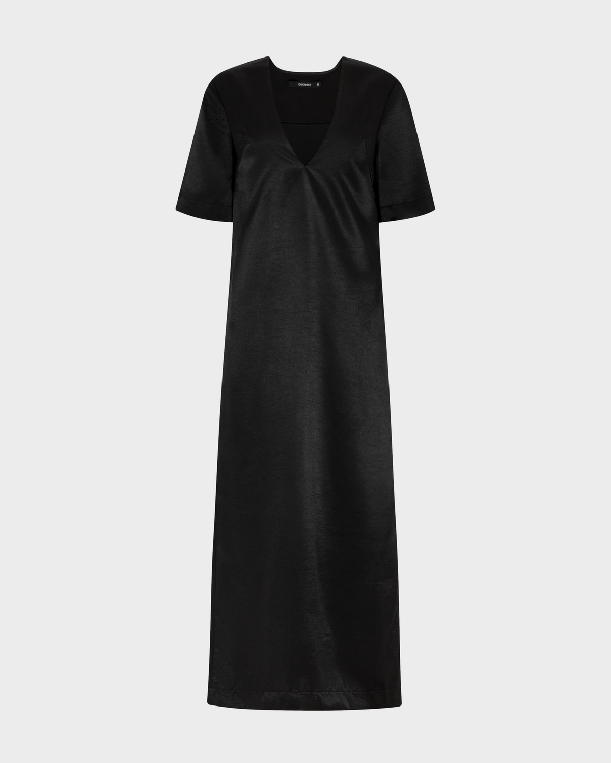 Deep V-Neck Satin Maxi Dress by COCOSIN