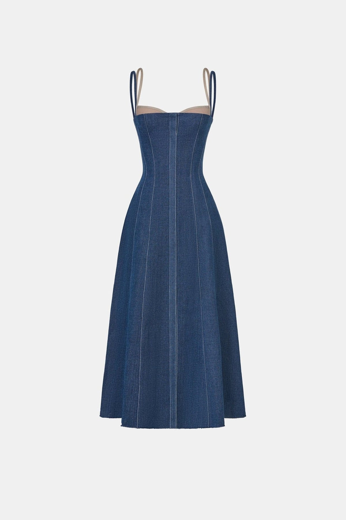 Denim Blue Corset Midi Dress by Montsand